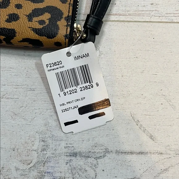 Coach Heart Animal Print Wristlet in Brown and Black - Picture 5 of 7